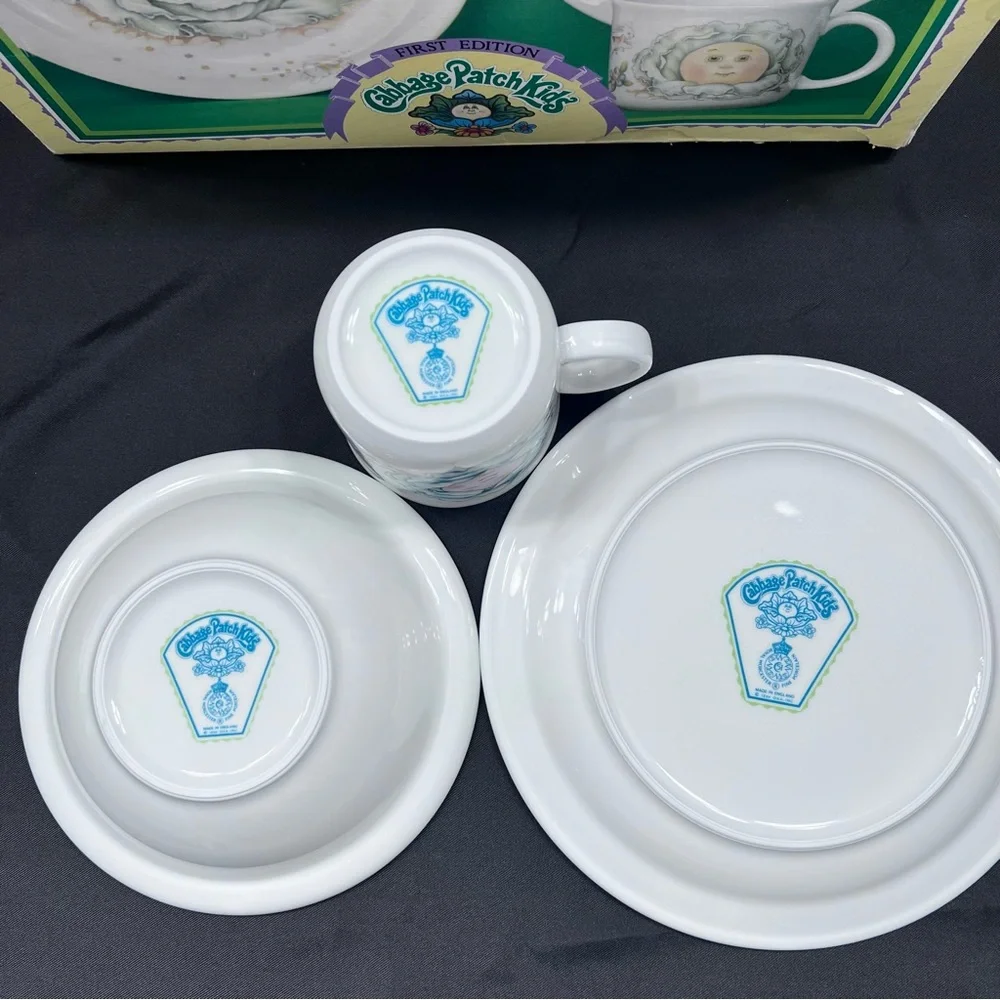 1984 Royal Worcester ENGLAND Cabbage Patch Kids Mug, Bowl, Plate 3 PCs - Vintage
